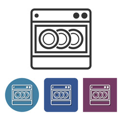Dishwashing machine line icon in different variants