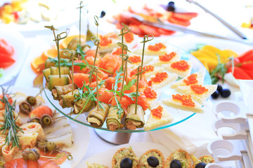 catering table set service with silverware