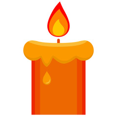 Cartoon lighted candle icon poster.