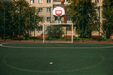 summer sunny sport playground workout place concept