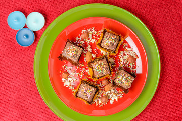Small cookies with chocolate and peanuts
