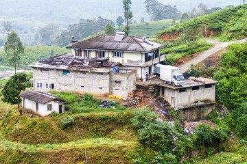 NANU OYA, SRI LANKA - JULY 16, 2016: House in a rural landscape near Nanu Oya village, Sri Lanka