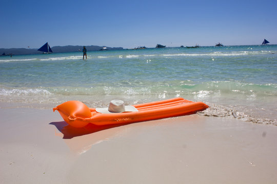 mattress for swimming, a hat, the sea, Borakay, Philippines