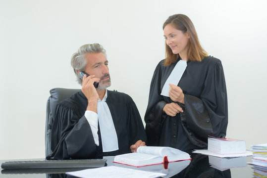 judges making telephone call