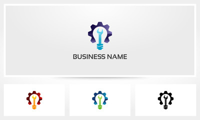 Wrench Lightbulb Gear Logo