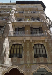 Barcelona, decorated facade in old town