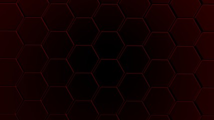 black and red futuristic hexagon backhround 3d render