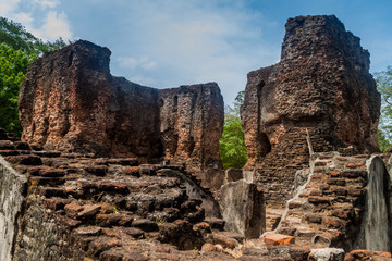Ruins of the Royal Palace of the king Parakramabahu in the ancient city Polonnaruwa, Sri Lanka