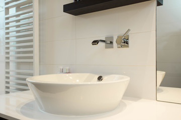 New Modern white empty clean sink bathroom