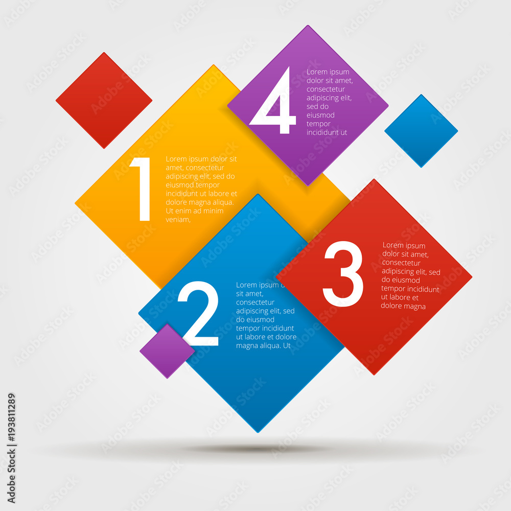 Aufkleber composite infographics step by step in a series of squares. element of chart, graph, diagram with 4 