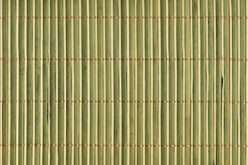 Rustic Green And Yellow Stained Interlaced Slatted Bamboo Place Mat Coarse Grunge Texture