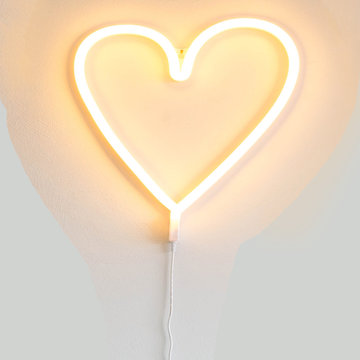 Heart shape neon light modern design interior