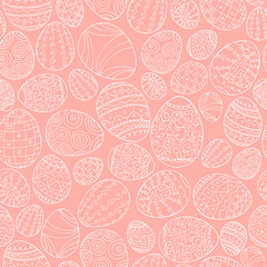 Colorful seamless easter pattern in doodle style. Hand drawn background - ornamental design