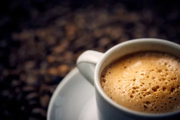 Fond de hotte en verre imprimé Café tasse de café frais