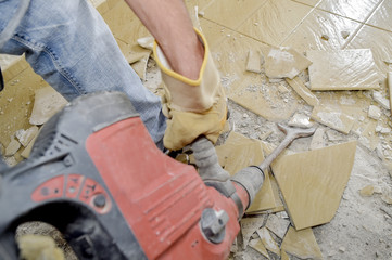 Removing old floor tiles