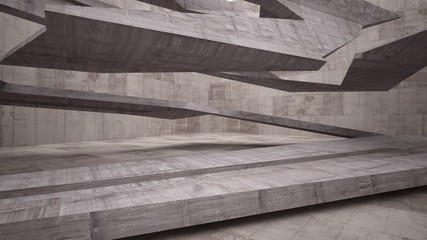 Abstract white and concrete interior. 3D illustration and rendering.