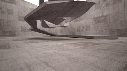 Abstract white and concrete interior. 3D illustration and rendering.