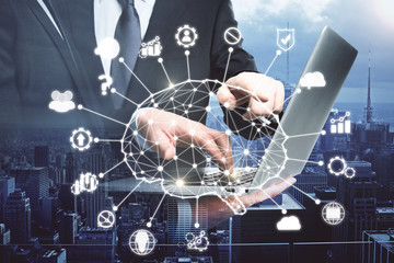 Artificial intelligence and teamwork concept