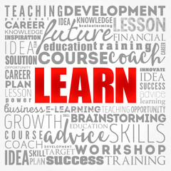 LEARN word cloud collage, education concept background