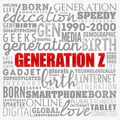 Generation Z Word Cloud collage, concept background