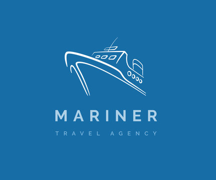 Ship and ferry services vector logo. Nautical Vessel icon. Travel company logotype label
