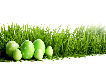 Row of Easter Eggs in grass