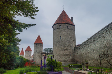 Fototapeta na wymiar Fortification walls of the Old Town in Tallinn, Estonia