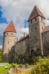 Fototapeta na wymiar Tower at the fortification walls in the old town of Tallinn, Estonia