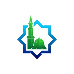 Obraz premium madinah mosque logo illustration