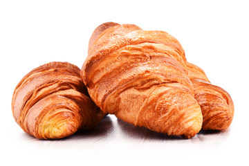 Composition with croissants isolated on white