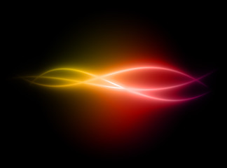 Fototapeta na wymiar Curved, rainbow colored glowing lines curves design element