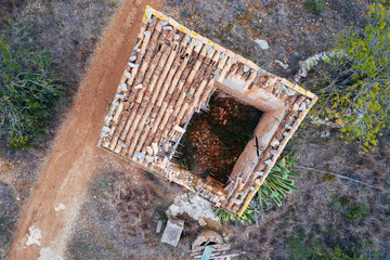 Aerial view abandoned house