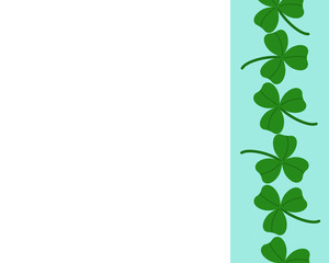 Green 3 Leaf Clover Down Right Side over Blue Border