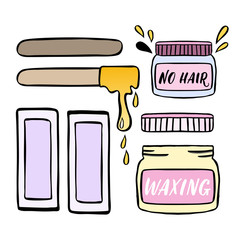 Hair removal hand drawn illustration. Waxing vector color illustration.