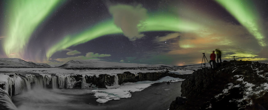 Northern Lights over Godafoss, Iceland