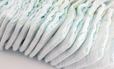 Baby diapers on a white background