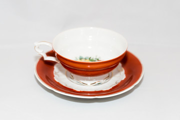 Elegant vintage cup with saucer for coffee or tea

