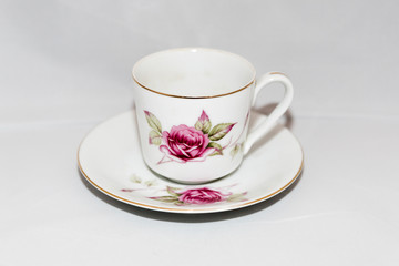 Elegant vintage cup with saucer for coffee or tea
