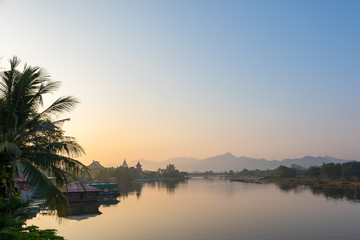 Fototapeta na wymiar Sunrise on the River Kwai, Kanchanaburi, Thailand