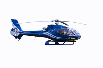 Blue helicopter isolated on the white background