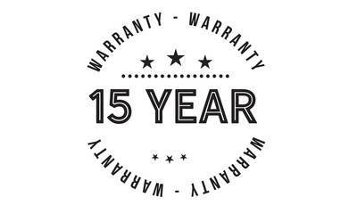 15 years warranty icon vintage rubber stamp guarantee