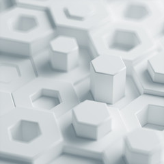 abstract paper hexagon 3d-render background.