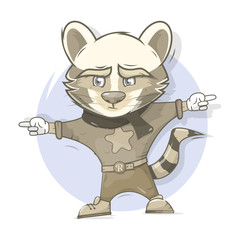 Raccoon character. Cartoon style.