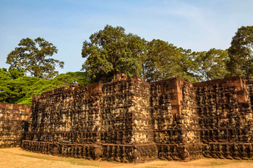 Terrace of elephants in Angkor Thom in Cambodia