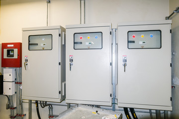Electrical Room, medium and high voltage switcher, equipment, panel to control and protect the electrical equipment and system by fuse, circuit breaker, control panel at power factory, power plant and