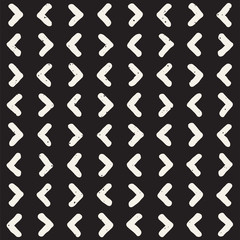 Hand drawn style ethnic seamless pattern. Abstract grungy geometric background in black and white.