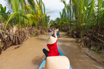 boat tour for tourists in mekong delta near Ho Chi Minh City, Saigon, Vietnam