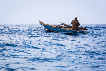 Fototapeta premium Traditional Fisherman Dhow Boat during the day, Zanzibar, Tanzania.