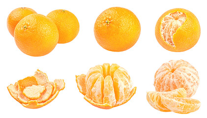 Collection of fresh mandarins isolated on white