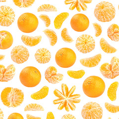Fresh orange mandarin photographic pattern